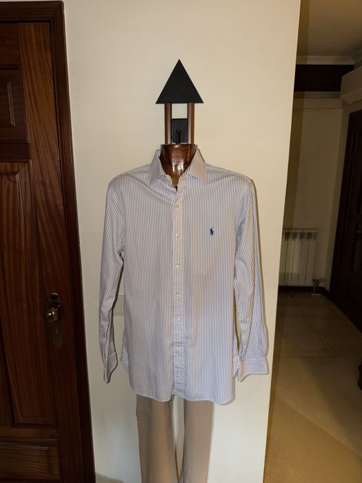 Camisa Ralph Lauren- Branca com riscas azuis - Slim fit - 39