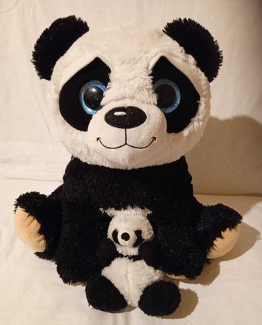 Panda z niebieskimi oczami,42 cm i pandziątko