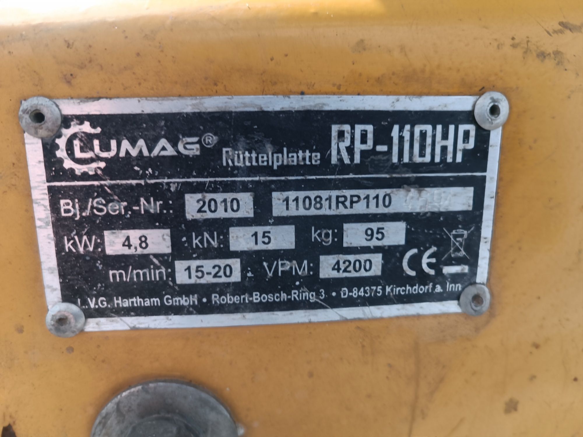 Zagęszczarka Lumag RP-110HP benzyna 100kg