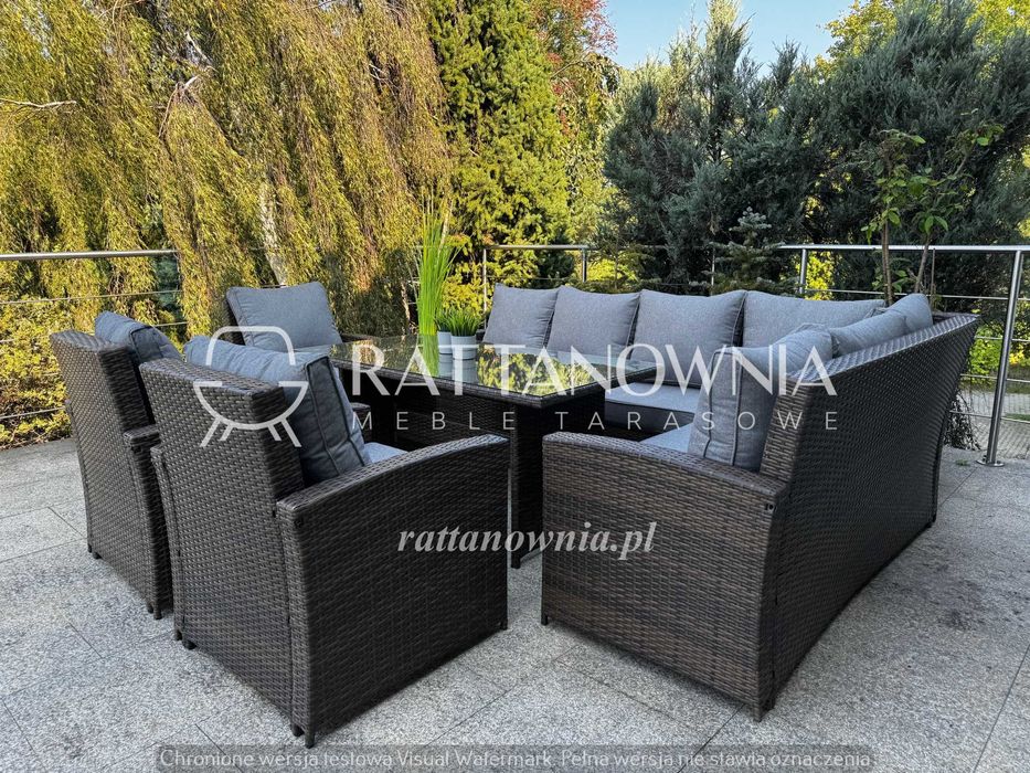 Duży Zestaw Wypoczynkowy Tarasowy Ogrodowy Technorattan Premium