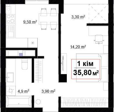 Продаж 1 кімнатної квартири з вигідним розтермінуванням