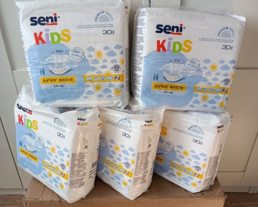 5 Opakowań pieluch SENI Kids Junior 15+