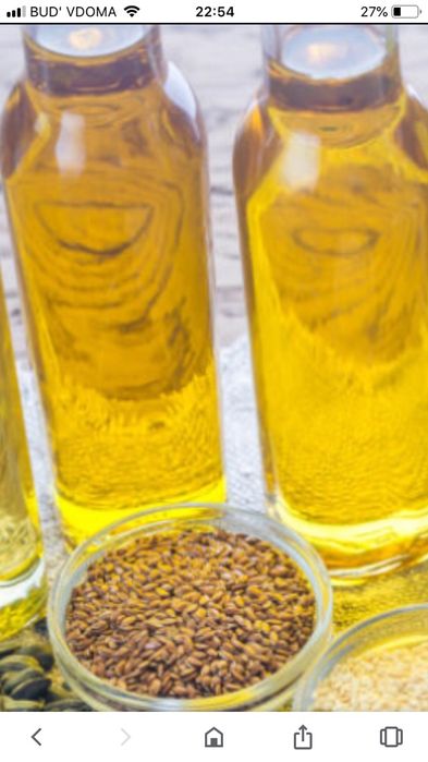 Олія  холодного віджиму. Лляна, гарбузова, конопляна, кунжутна