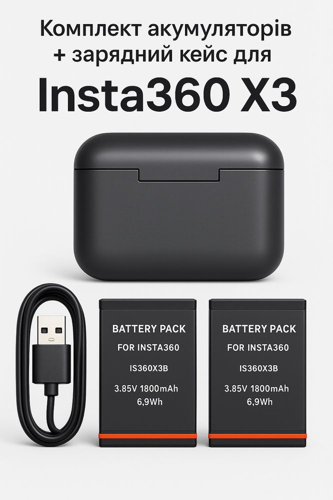 Зарядка і два акумулятори для камери Insta360 X3 IS360X3B
