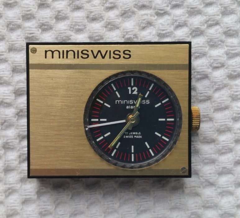 Vintage MINISWISS 17 jewel travel alarm clock
