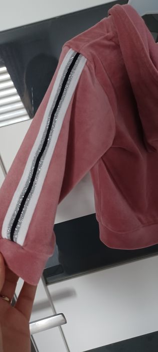 Bluza z kapturem welurowa Kappahl brudny róż 74