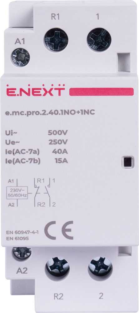 Stycznik modułowy PRO 2p 40A 1NO+1NC 230V