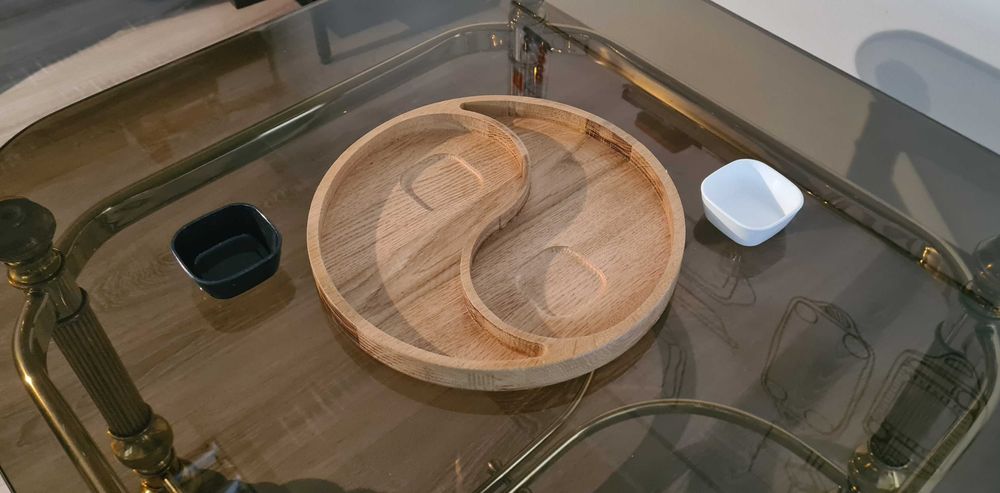 Taca okrągła Yin Yang - drewno bukowe