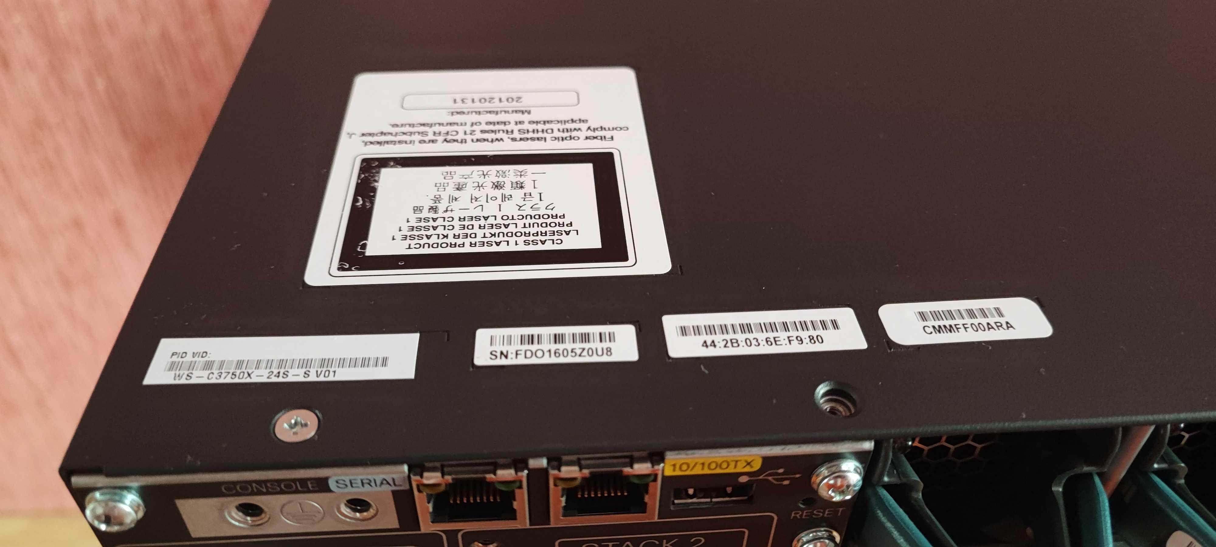 24 SFP портовый  Коммутатор Cisco WS-C3750X-24S-S  IP Base  нал/безнал