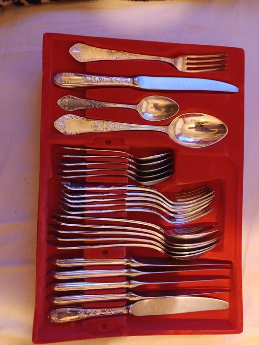 stare sztućce posrebrzane HEFRA - styl romański - PRL