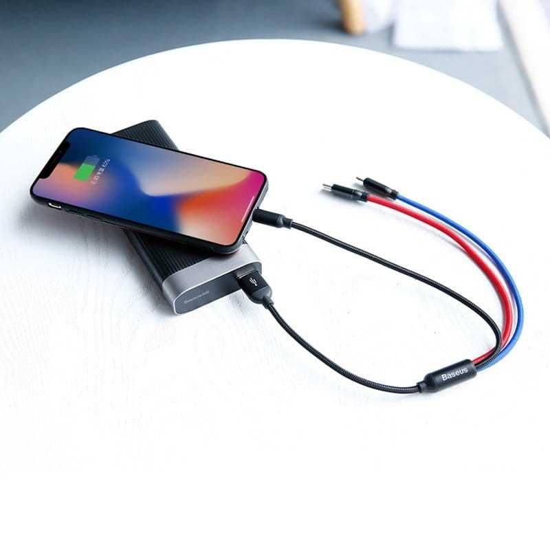 Baseus Three Primary Kabel 3w1 Micro/USB-C/iPhone 0.3M 3,5A Sklep Wwa