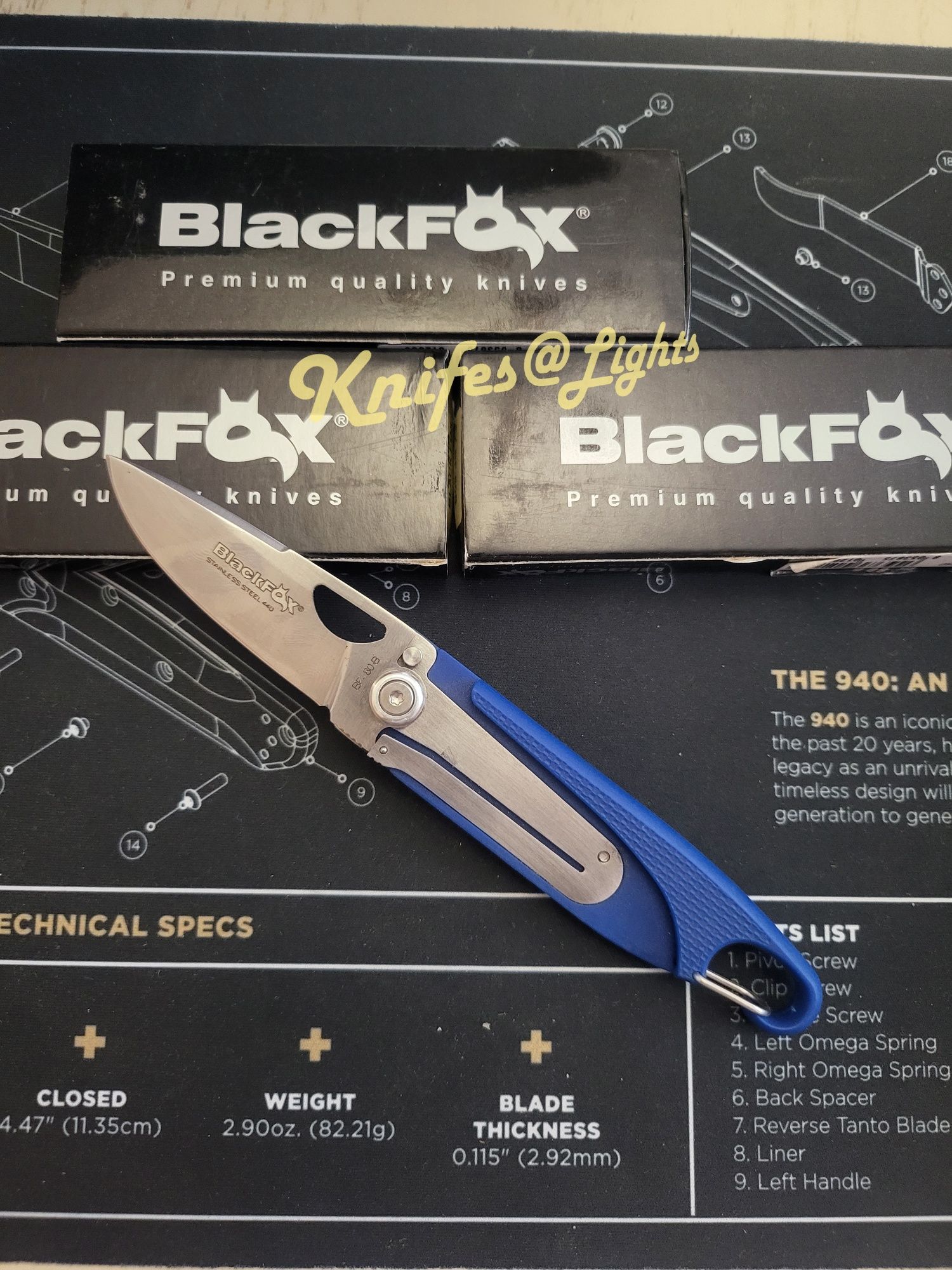 BlackFox BF-80, туристичний ніж з карабіном, Італія