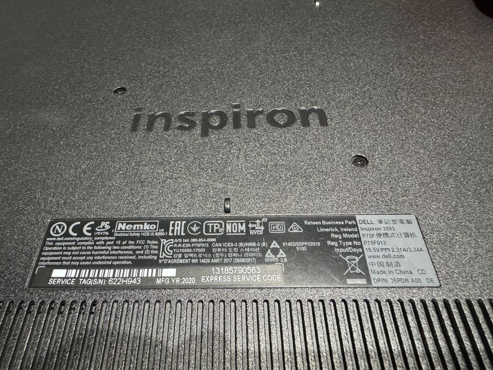 Dell inspirion 3593 laptop