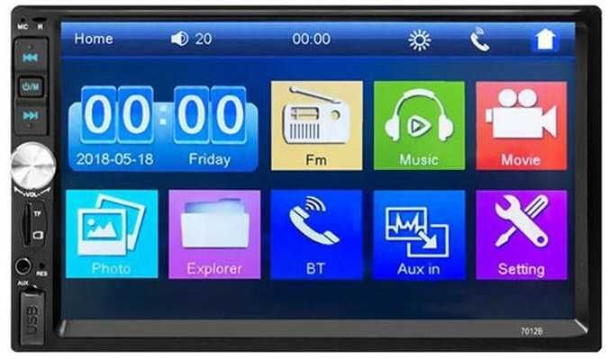 1Din Магнитола с огромным Экраном 7 дюймов 2DIN USB+SD+Bluetooth+ПУЛЬТ