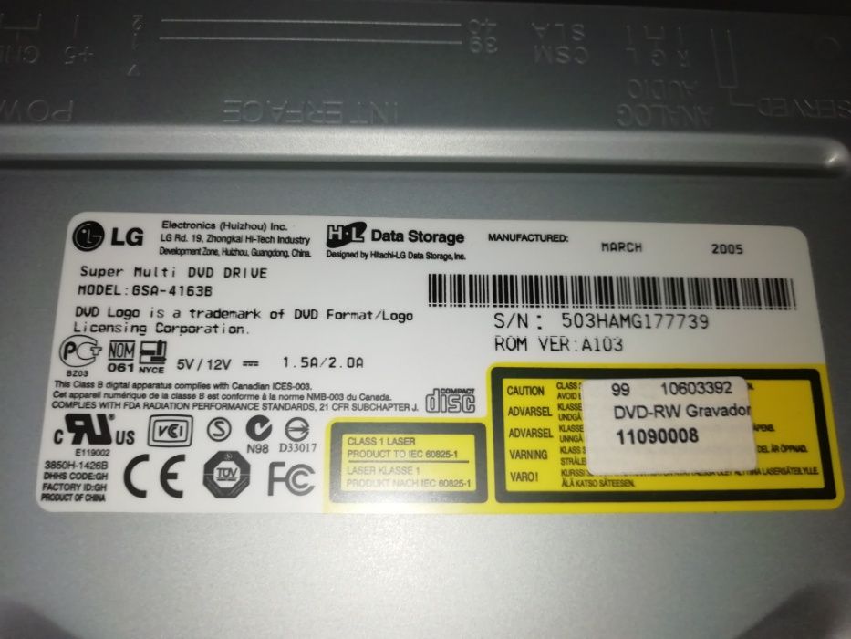 Gravador DVD LG GSA-4163B IDE