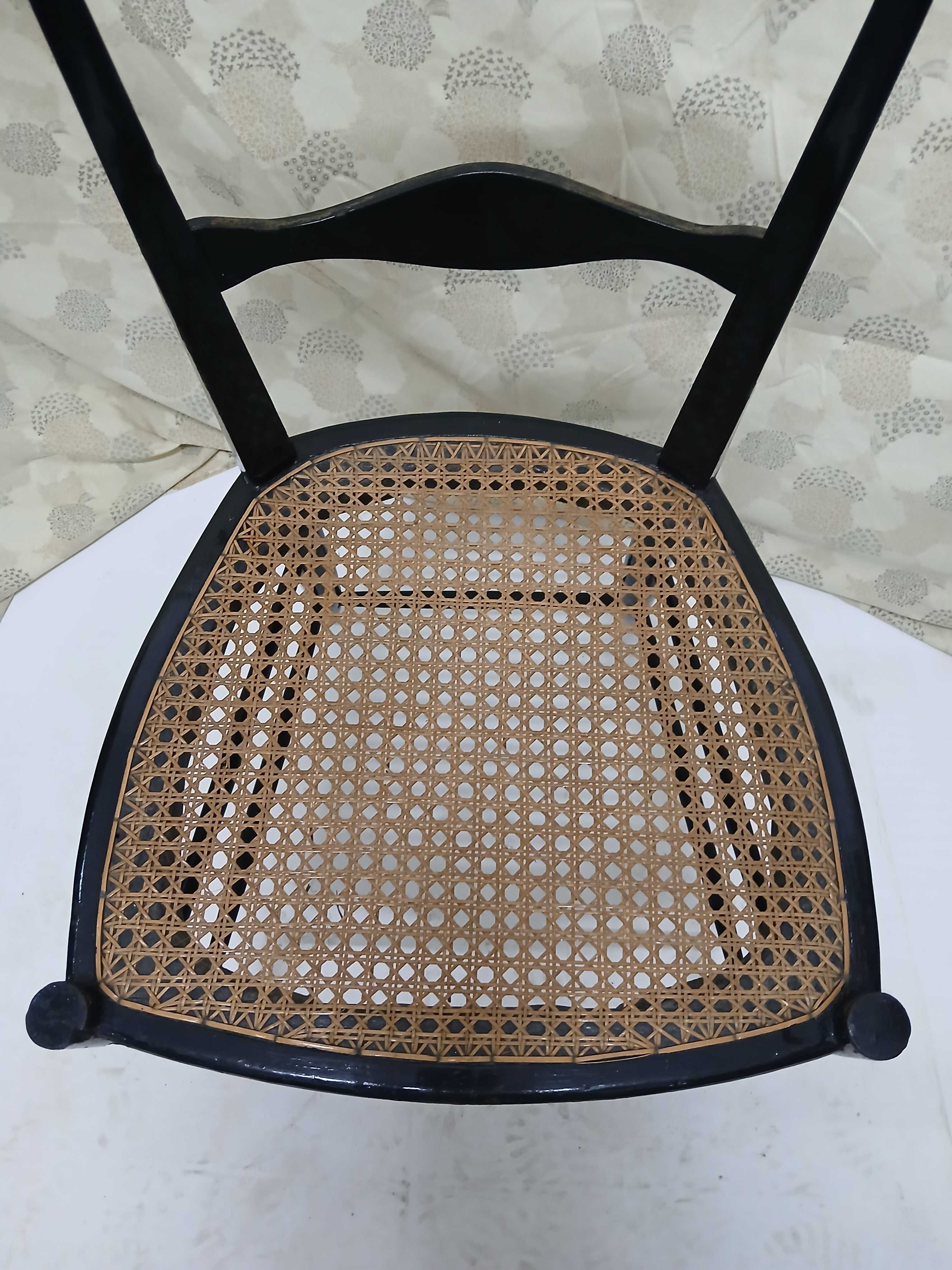 Cadeira Preta Palhinha - Campanino Chiavari - Fratelli Levaggi 1950