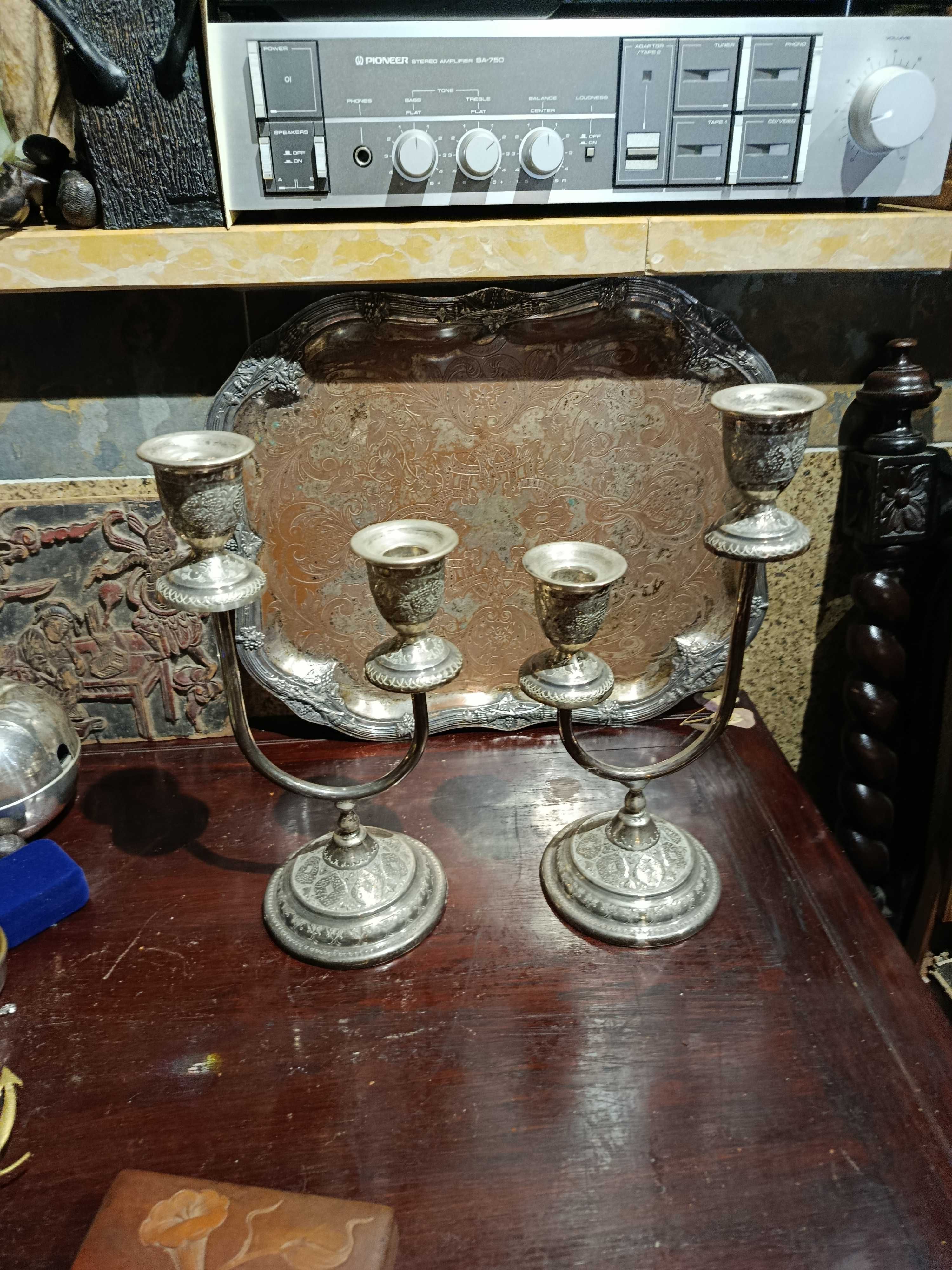 Candelabros Prata oriental Contrastada 28 cm  900 gr