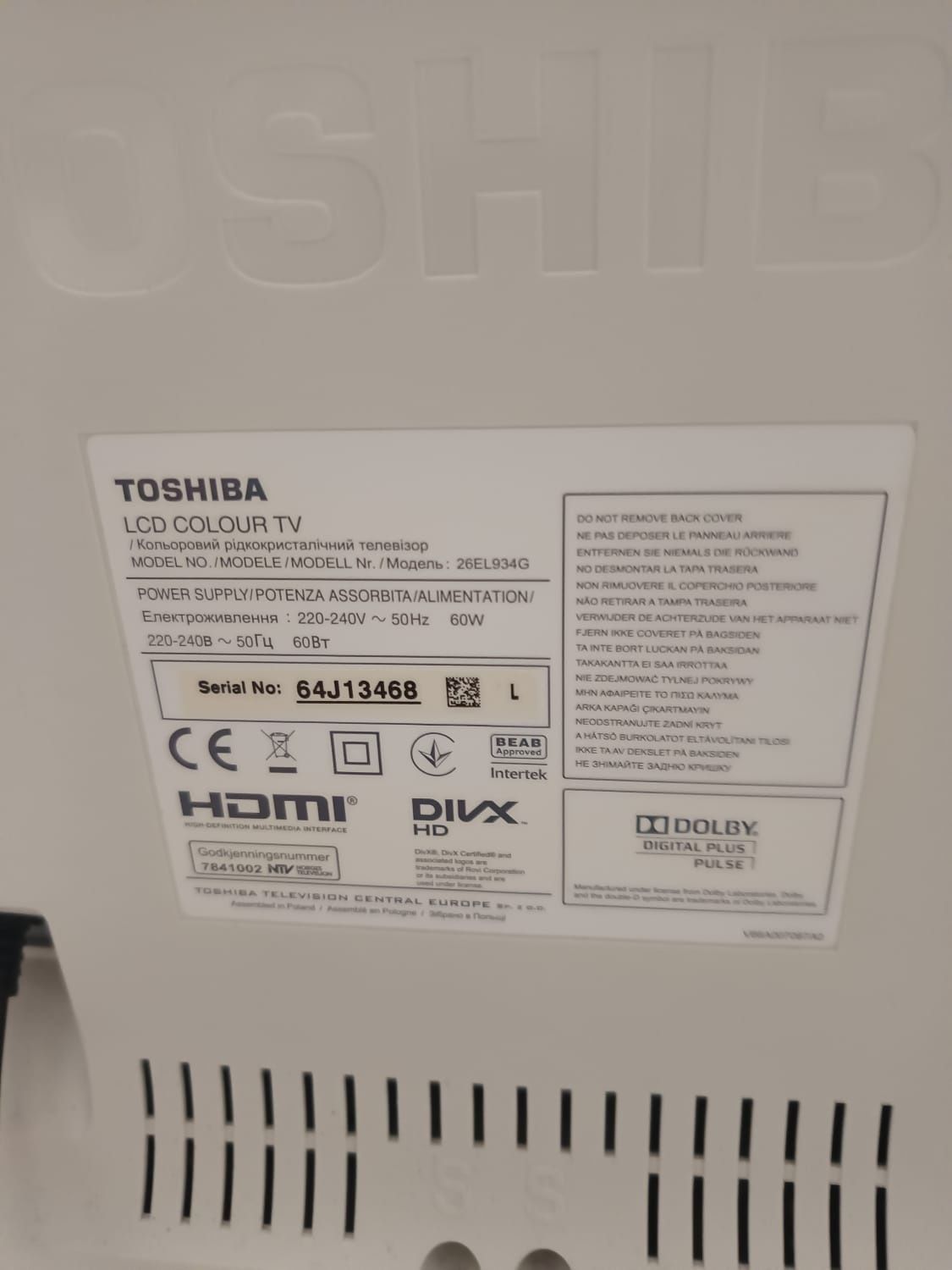 Telewizor TOSHIBA 26EL934G