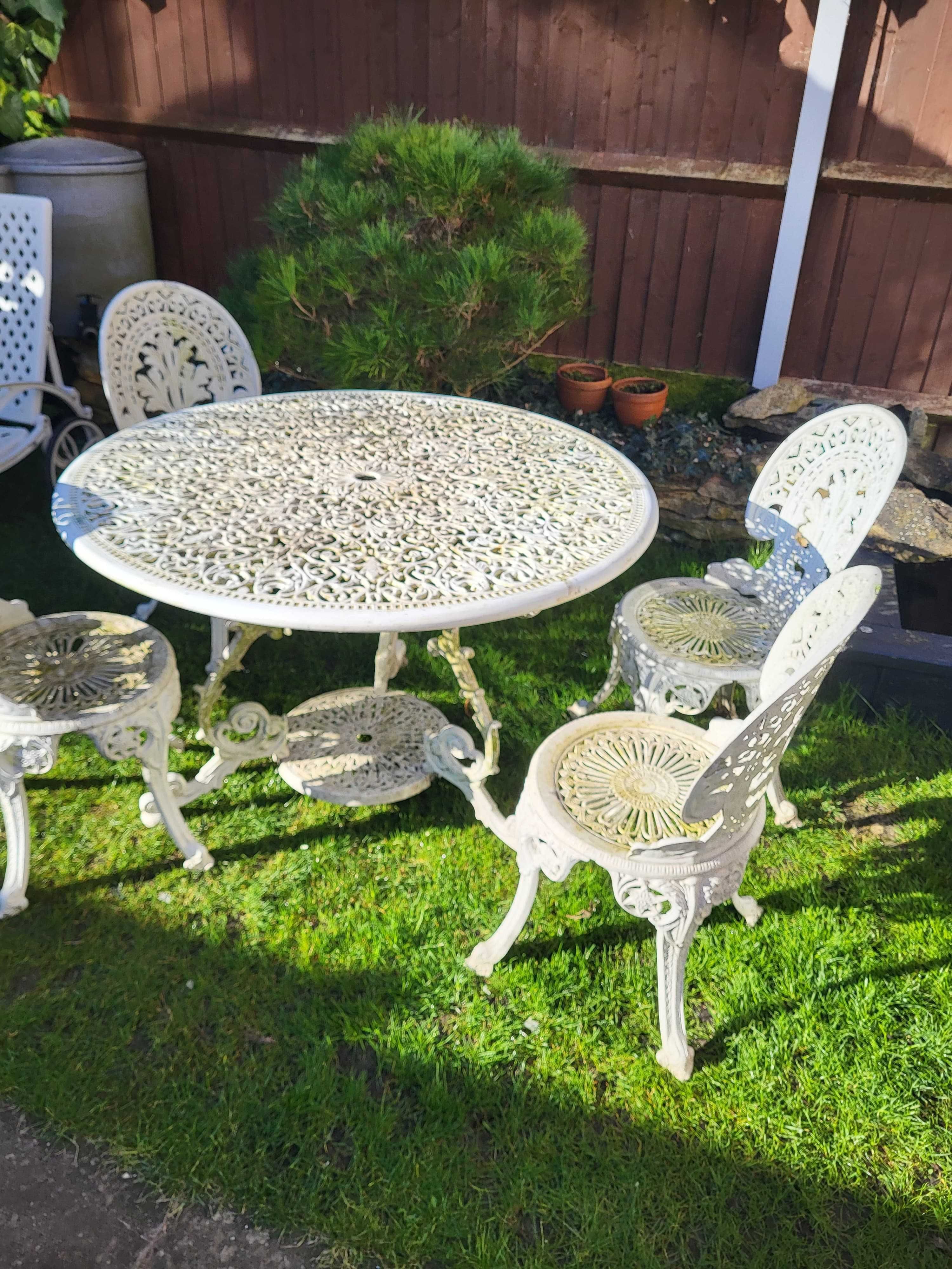 Aluminiowe meble ogrodowe zestaw stół 110 cm + 4 krzesła Wysyłka