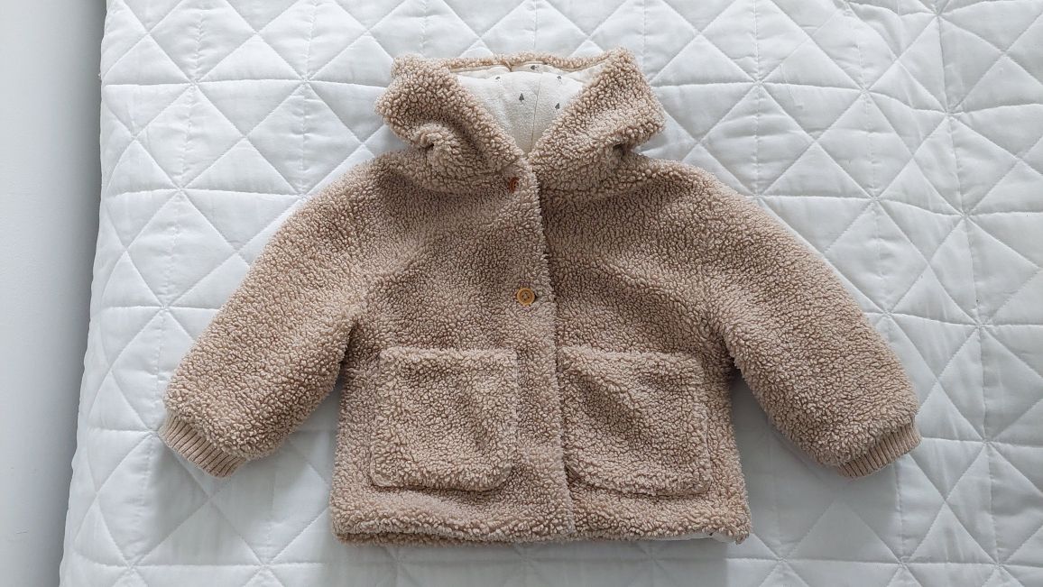 Futerko kożuszek miś kurtka beżowa Zara Baby 80 unisex