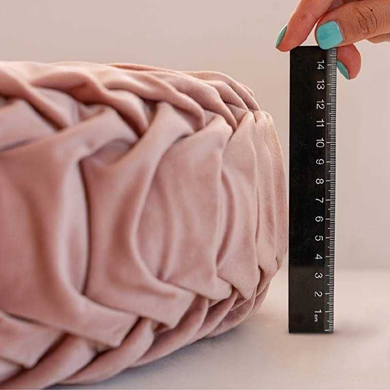 Poduszka dekoracyjna okragła gruba aksamit pomarańczowa Nowa