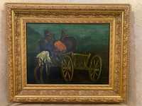 Картина"Цигани та коні"олія на пол.в дерев.рамі під золото.Роз.48*58см