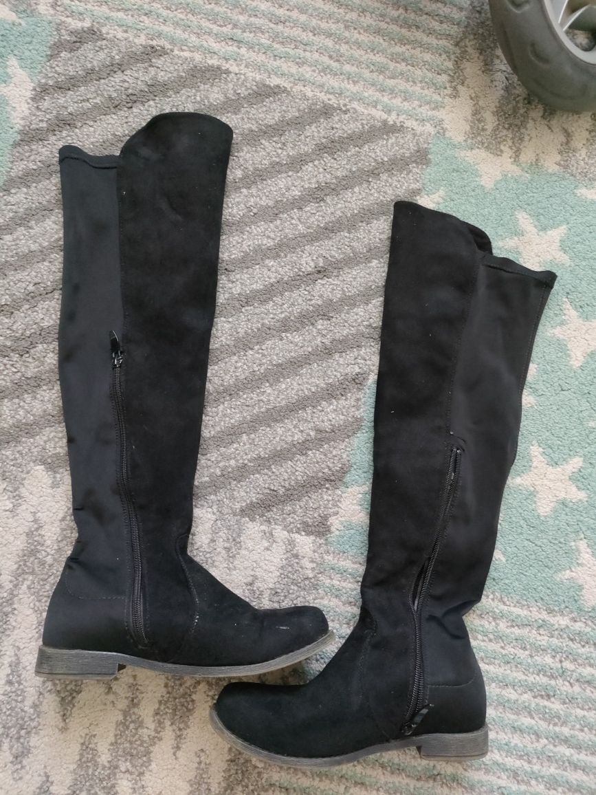 Buty damskie kozaki długie muszkieterki zamszowe roz 36