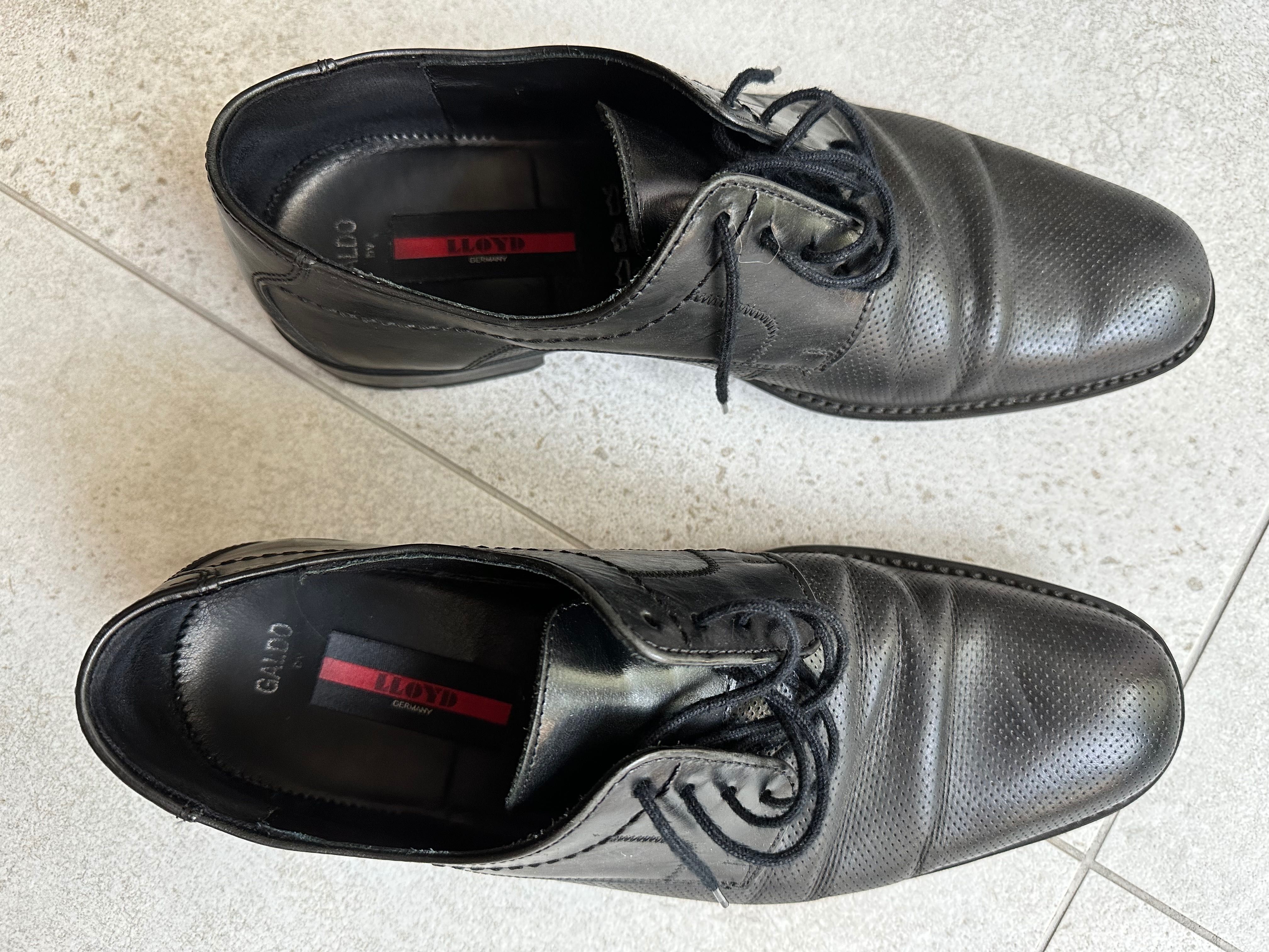 Buty męskie eleganckie czarne do garnituru perforowane Lloyd r 43