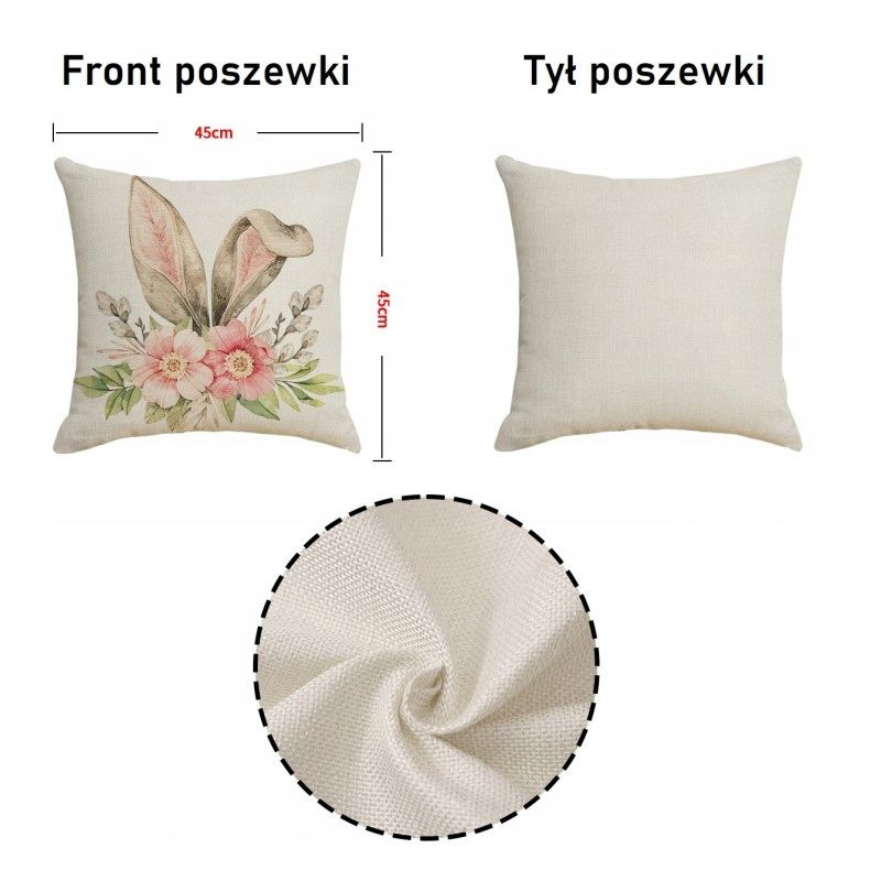 Lniane poszewki 2 szt wielkanocne Króliczki Króliki Happy Easter 45x45