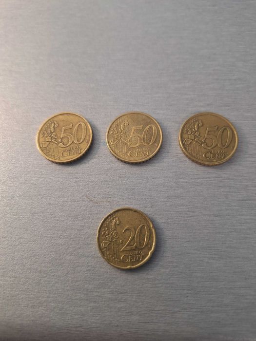 Monety 3x 50 euro cent i 1x 20 eurocent nietypowe