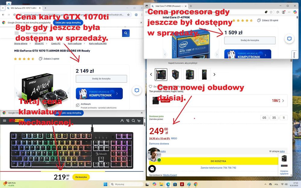 Zestaw do Gier. i7, Karta 8gb, 1TB ssd + 500gb hdd, 16gb ram,