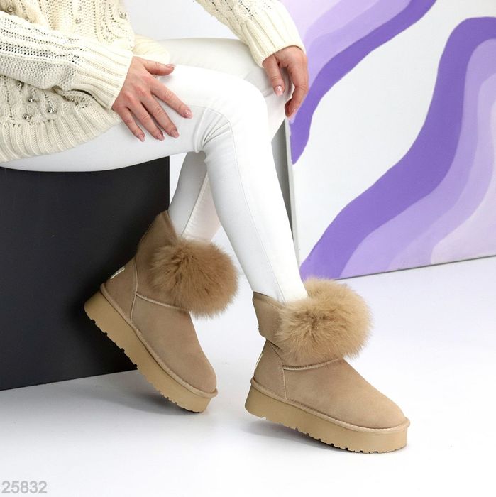 Жіночі шкіряні зимові черевики уггі в кольорах