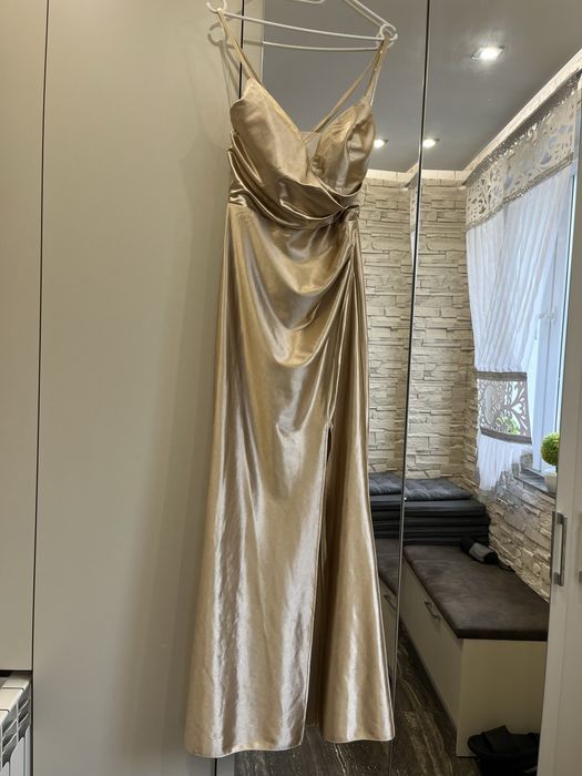 Elegancka sukienka Syrenka szampańskie złoto XS