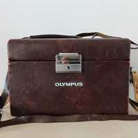 Mala castanha tiracolo "Olympus" para material fotográfico - vintage