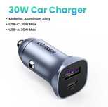 Nowa Ładowarka samochodowa UGREEN USB typu C USB typu A 30W