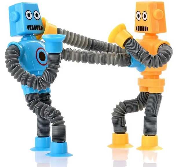 Roboty sensoryczne, antystresowe, zestaw 4, przyssawki, świecące led