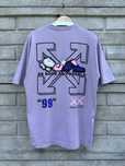 Fioletowa koszulka z nadrukiem Off White x Kaws, rozmiar L