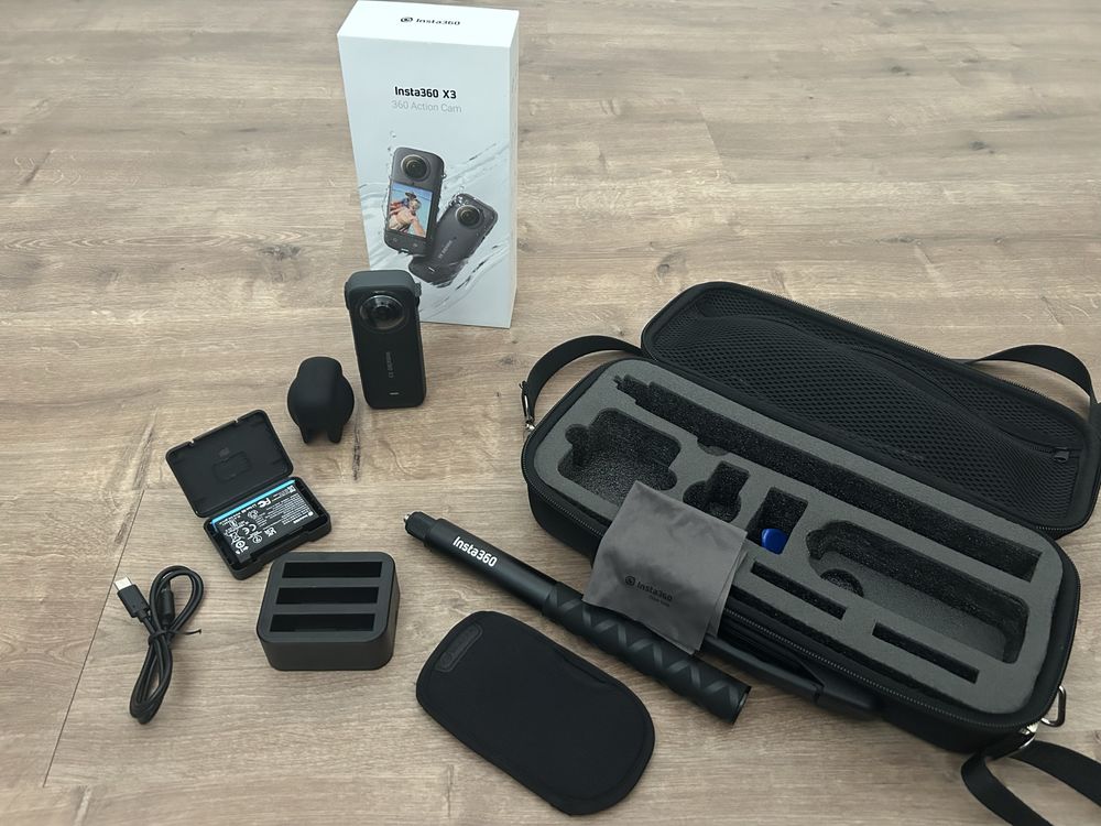 Insta360 x3 + Acessórios + Bolsa de transporte