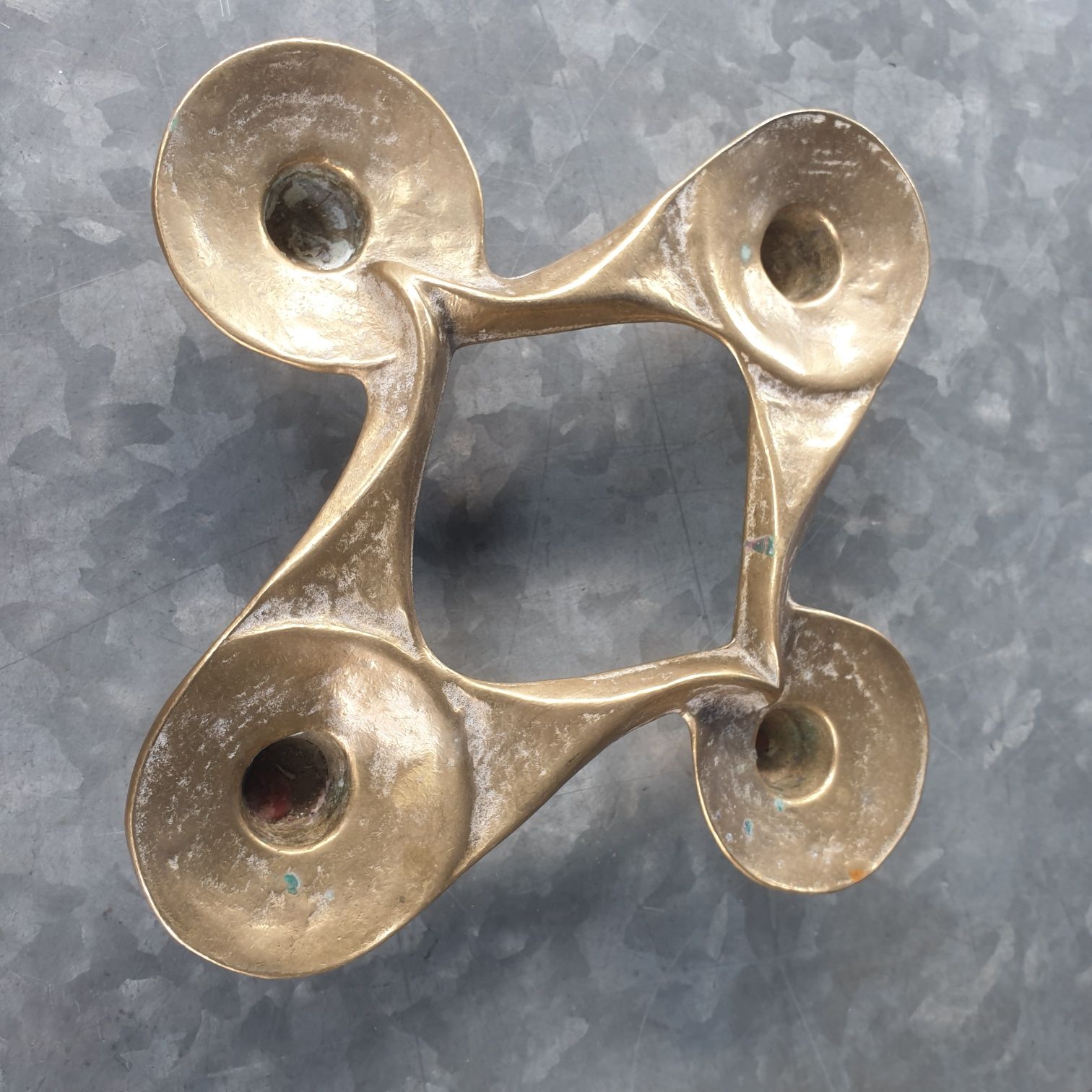 Midcentury Brutalist Bronze Candelholder By Michael Harjes Germany 60s