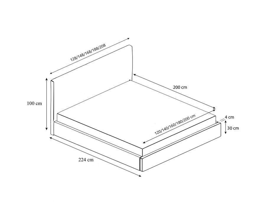 Łóżko tapicerowane GRAND + pojemnik, stelaż 120/140/160/180/200x200