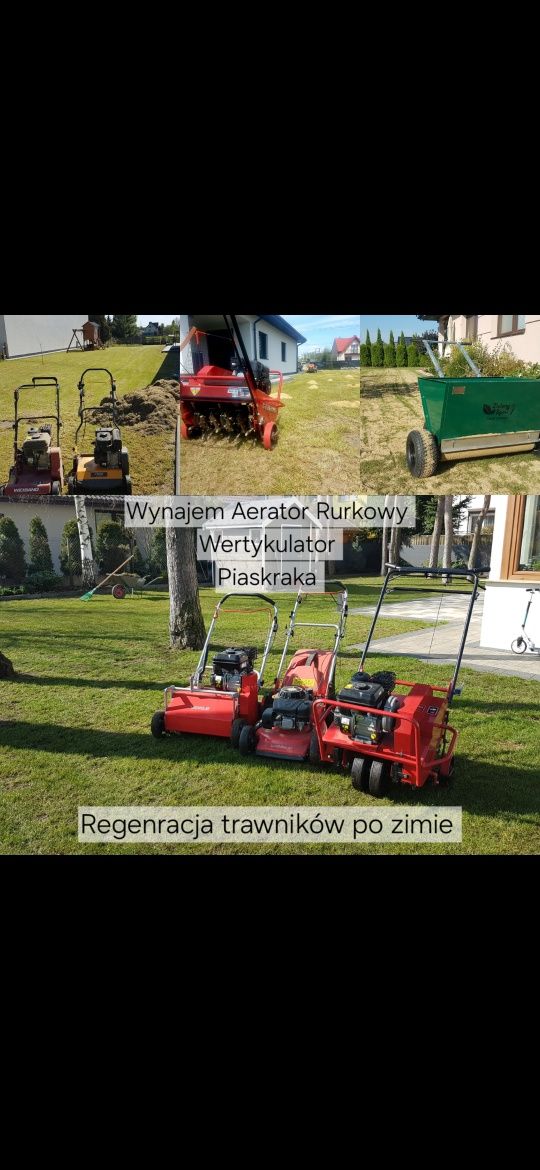 Aerator rurkowy wertykulator piaskarka wynajem  usługi Ogrodnicze