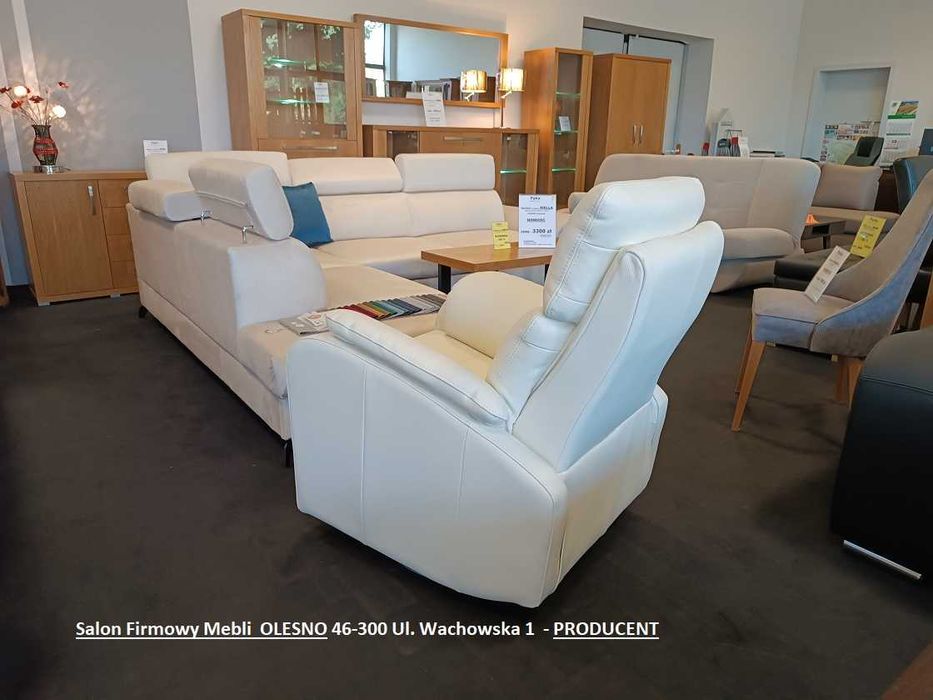 Nowy Fotel z Funkcją RELAX, Skóra Naturalna, Wyprzedaż -33%  OLESNO