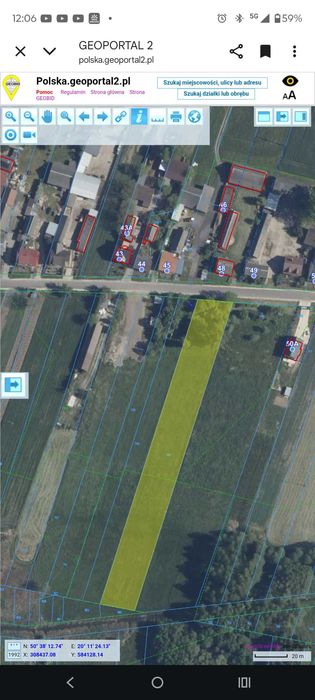 Sprzedam działkę rolno -budowlaną szerokość 22 metry.