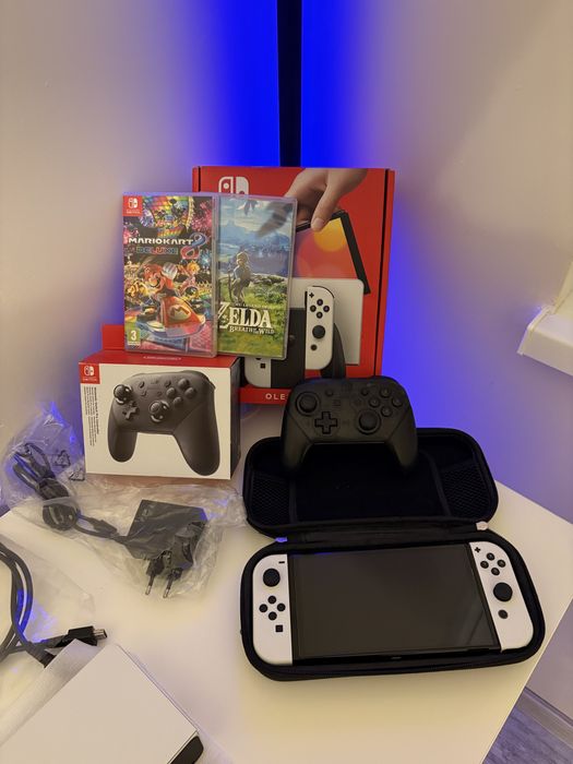 Konsola NINTENDO SWITCH OLED z grami i pro controler  (zestaw)