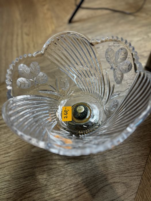 Kryształowa waza owocarka naczynie kryształ złoty vintage antyk