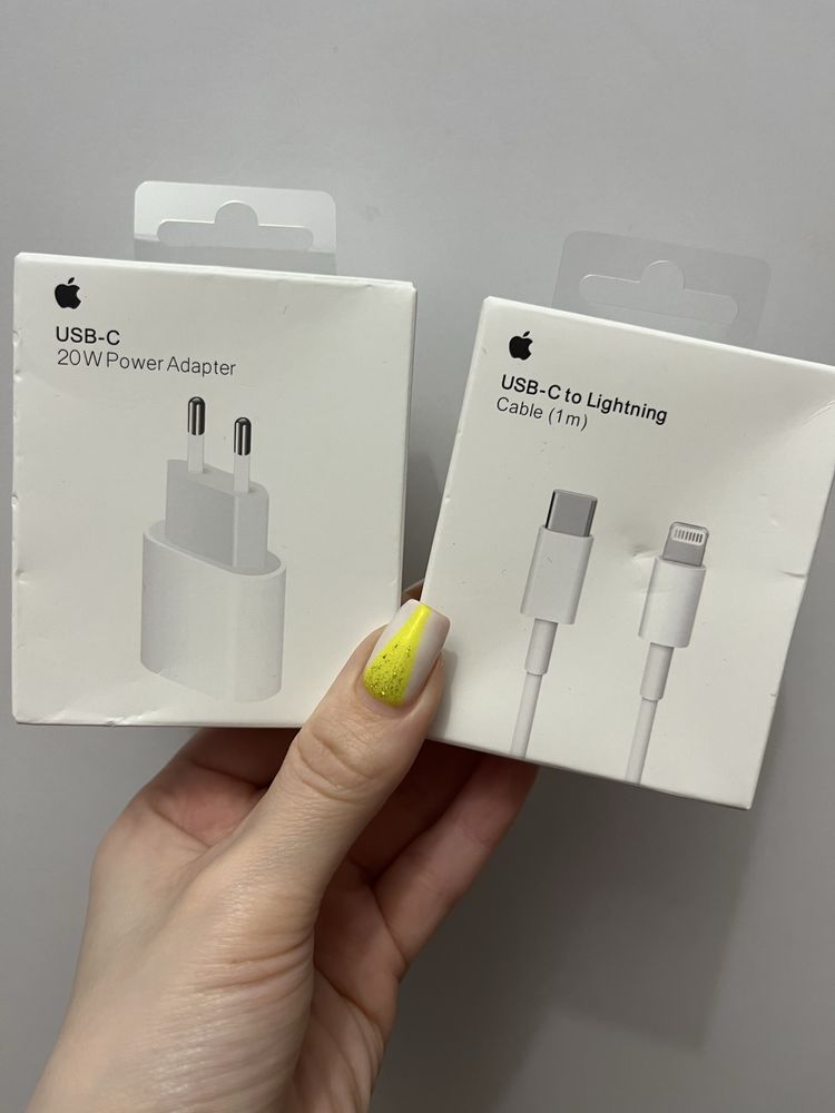 Комплект оригінальний адаптер живлення+Pd кабель Apple usb-c lightning