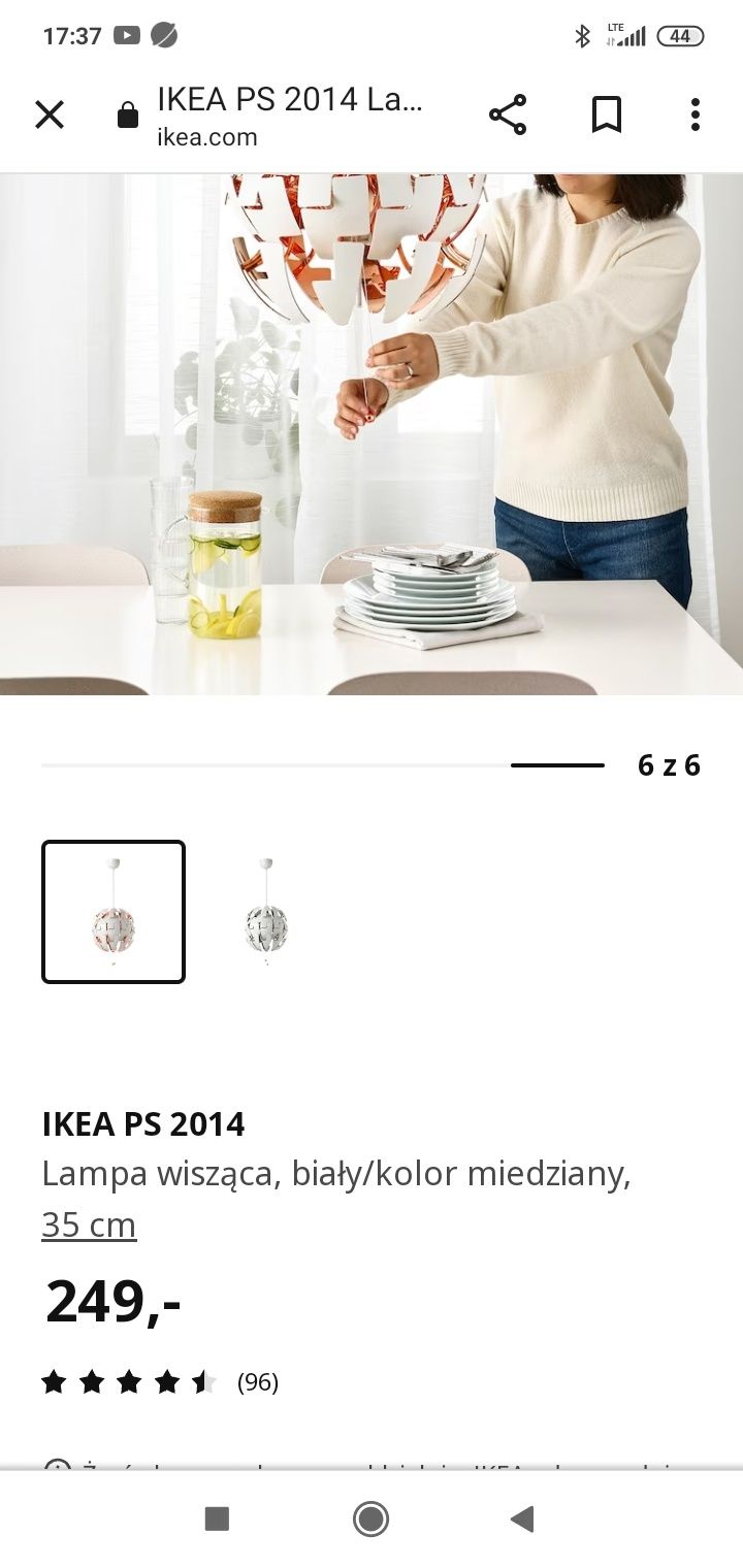 Sprzedam lampę Ikea składaną biało miedzianą
