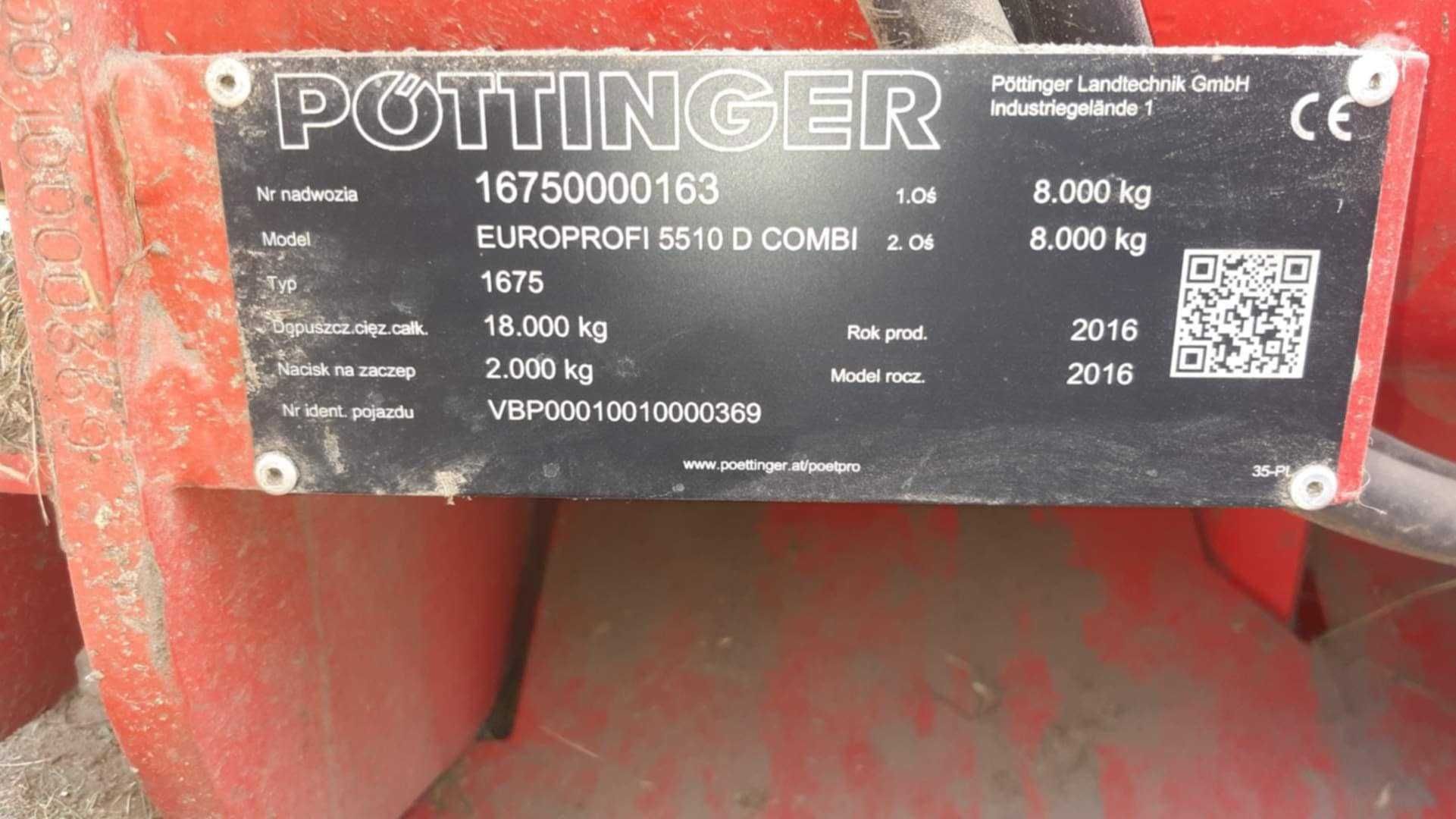 Pottinger 5510 D COMBILINE 2016r przyczepa samozbierająca