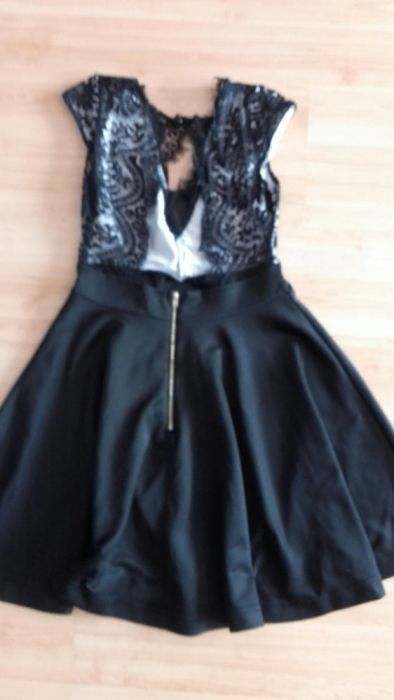 Sukienka czarna z koronką+torebka