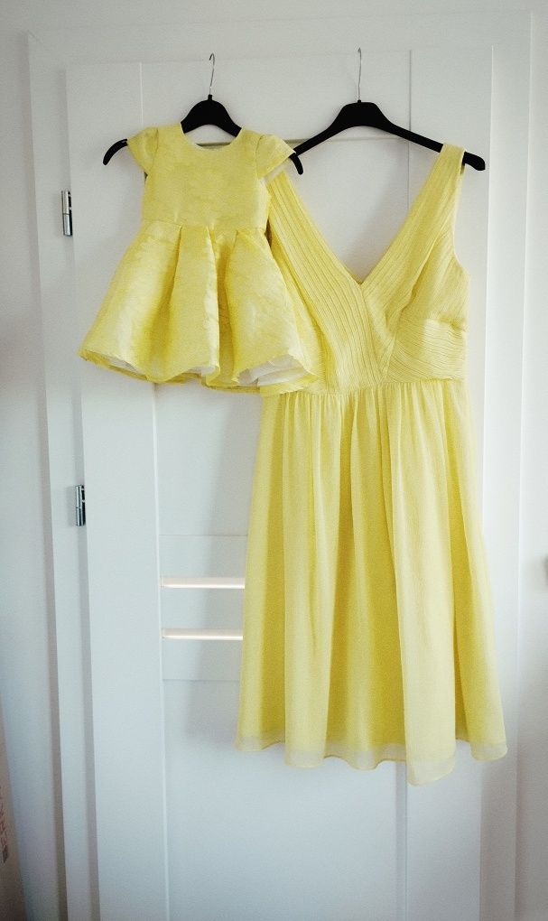 Sukienka h&m mama córka r 80/86 damska r m/L cytrynowa żółta
